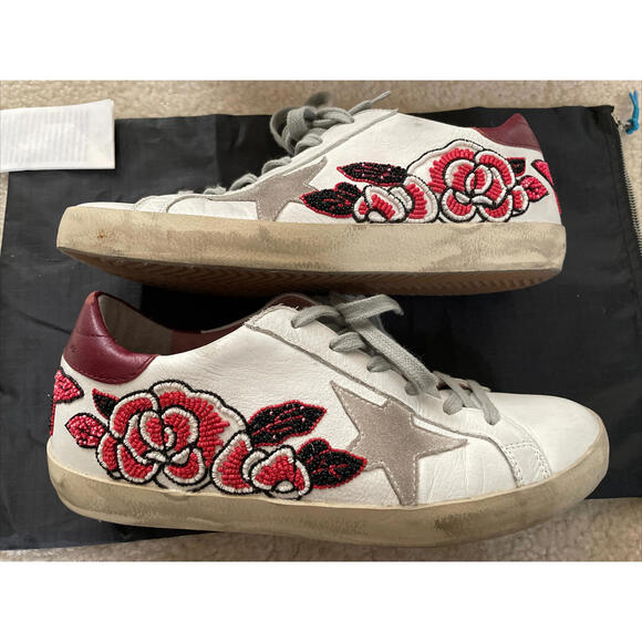 HTF Women’s Golden Goose Super Star Embroidered Embellished Sneakers size 38 - Picture 4 of 12